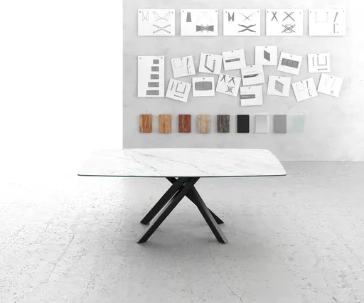 Jídelní stůl Edge zaoblená 200x100cm Laminam® keramika bílá