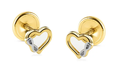 Brilio Zlaté bicolor náušnice Srdce a nekonečno 14/195.762/17