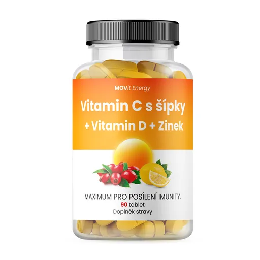 MOVit Energy Vitamín C 1200 mg s šípky + Vitamin D + Zinek PREMIUM 90 tablet