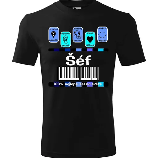 Tričko Šéf 100% (Velikost: L, Barva trička: Černá)