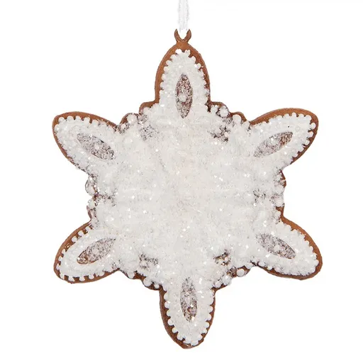 Závěsná dekorace perníková vločka Frosted Ginger - 9*1*10 cm Clayre & Eef