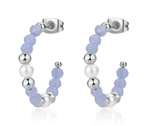 S'Agapõ Ocelové kruhové náušnice s korálky Glint SGI23