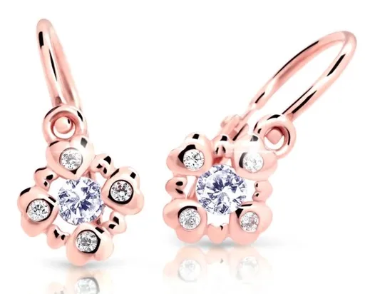 Cutie Diamonds Blyštivé dětské náušnice z růžového zlata s diamanty C2253-10-10-X-4-D