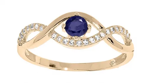 Troli Půvabný pozlacený prsten s modrým zirkonem PO/SR00716N 60 mm