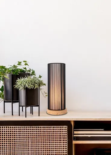 Černá + dřevěná stolní lampa Kyoto Ledea