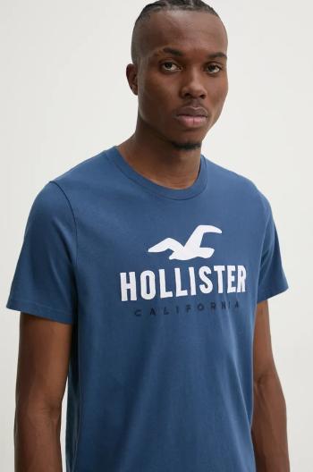 Bavlněné tričko Hollister Co. tmavomodrá barva, s aplikací, KI323-4290