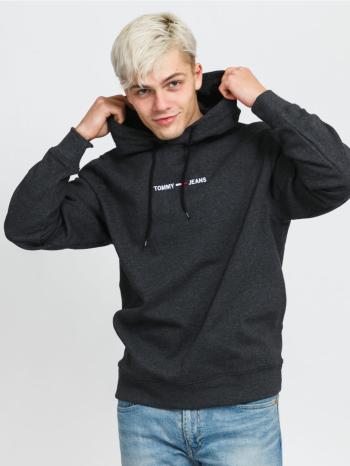 Tommy Jeans pánská tmavě šedá mikina STRAIGHT LOGO - XL (BDS)