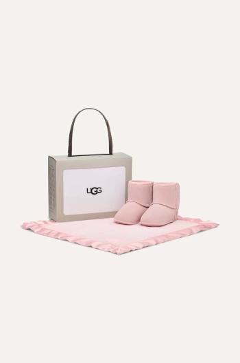 Kojenecké semišové boty UGG BABY CLASSIC AND LOVEY růžová barva, 1157707I