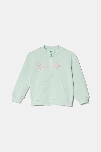 Detská bavlnená mikina United Colors of Benetton zelená farba, vzorovaná, 3J70G503N