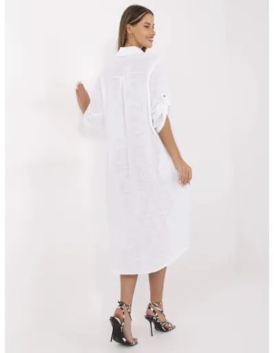 Bílé bavlněné šaty bez zipu OCH BELLA
