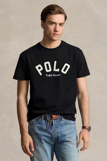 Bavlněné tričko Polo Ralph Lauren černá barva, s aplikací, 710952043