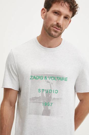 Bavlněné tričko ZADIG&VOLTAIRE šedá barva, s potiskem, JMTS00658