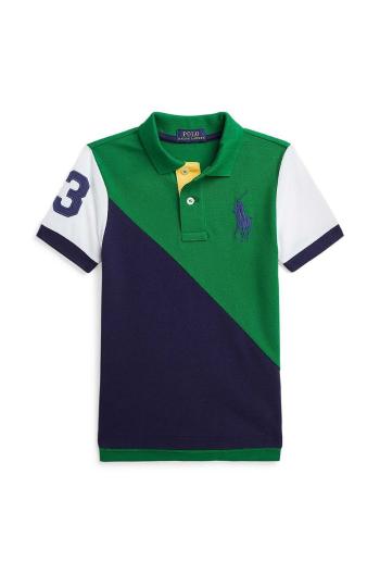 Dětská bavlněná polokošile Polo Ralph Lauren zelená barva, 322942107001