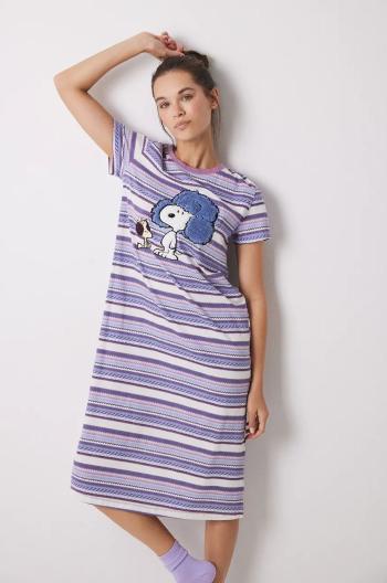 Bavlněná noční košile women'secret SNOOPY fialová barva, 4448054