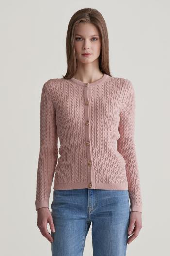 KARDIGAN GANT MINI CABLE KNIT CARDIGAN DUSTY PINK