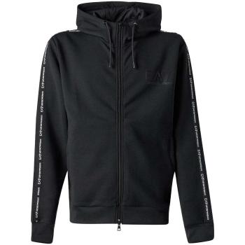 Ea7 Emporio Armani  Logo Series Stretch Viscose Zip Hoodie Black  Mikiny Čierna