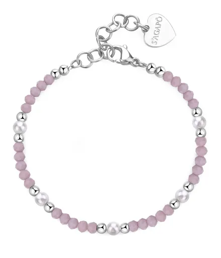 S'Agapõ Ocelový korálkový náramek s umělými perlami Glint SGI19