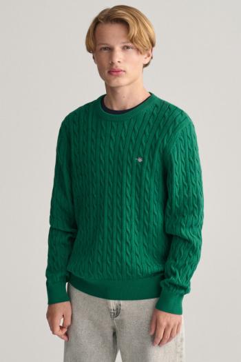 SVETR GANT SHIELD COTTON CABLE C-NECK WILD GREEN