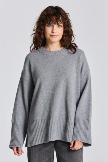 SVETR GANT D1. LOUNGE C-NECK SWEATER GREY MELANGE