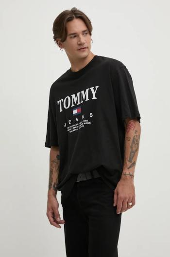 Bavlněné tričko Tommy Jeans černá barva, s potiskem, DM0DM20080