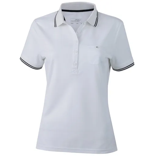 James & Nicholson (Daiber) Dámská sportovní polokošile JN701 - Bílá / černá | XL