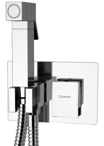 Sapho Latus podomítková baterie s bidetovou sprškou, hranatá, chrom 1102-07