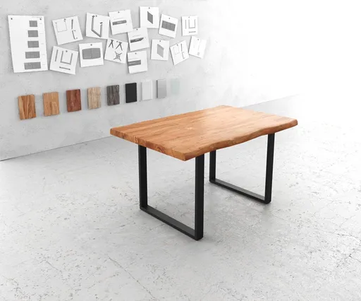 Jídelní stůl Edge 140x90 XL akácie přírodní kov černá