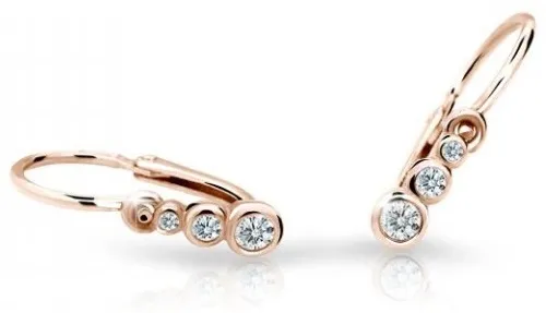Cutie Jewellery Dětské náušnice z růžového zlata C2255-10-X-4 bílá