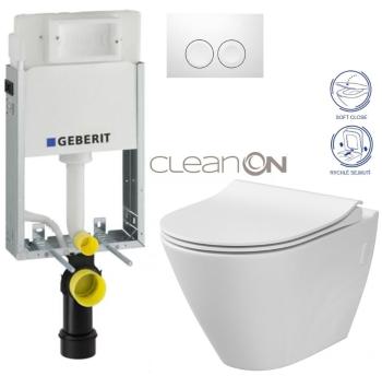 GEBERIT KOMBIFIXBasic vč. bílého tlačítka DELTA 21 + WC CERSANIT CLEANON CITY 110.100.00.1 21BI CI1