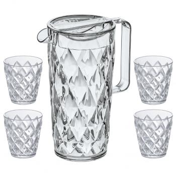 Sada sklenic 250 ml 4 ks se džbánem 1,6 l CRYSTAL Koziol křišťálově čirá