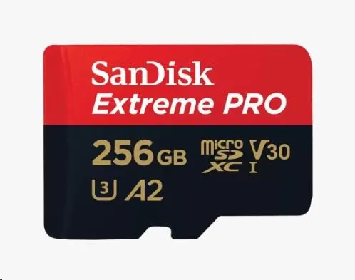 SanDisk micro SDXC karta 256GB Extreme PRO (200 MB/s Class 10, UHS-I U3 V30) + adaptér