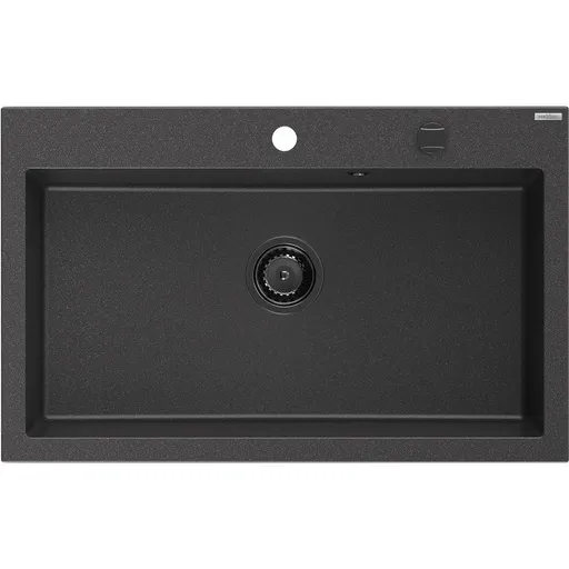 MEXEN/S Elix granitový dřez 1-miska 800 x 500 mm, černá kropenatá, sifon černá 6527801005-76-B