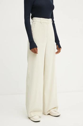 Manšestrové kalhoty Weekend Max Mara béžová barva, high waist, 2425136012600