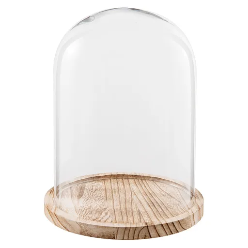 Dřevěný podnos se skleněným krytem II - Ø23*29 cm 6GL2171