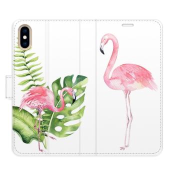 Flipové pouzdro iSaprio - Flamingos - iPhone X/XS