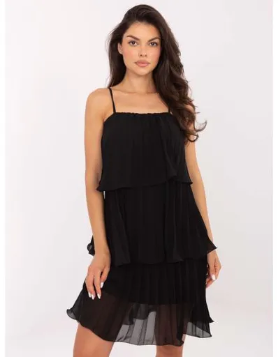 Černé koktejlové šaty bez ramínek OCH BELLA