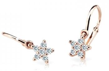 Cutie Jewellery Třpytivé dětské náušnice z růžového zlata C2118-10-X-4 bílá