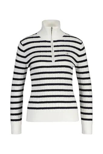 SVETR GANT STRETCH COTTON CABLE STRIPE HZ EGGSHELL