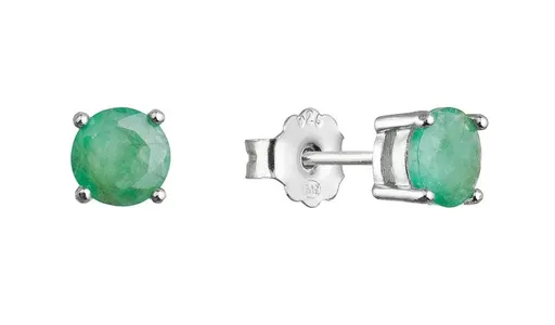 Evolution Group - Pavona Stříbrné náušnice pecky s pravým smaragdem 11485.3