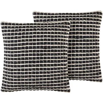 BELIANI, Sada 2 bavlněných polštářů 45 x 45 cm černobílá YONCALI, 258823 (beliani_258823)