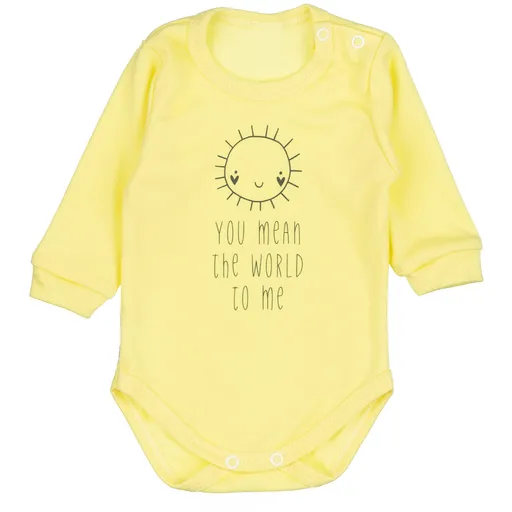 MBaby Body dlouhý rukáv Sluníčko, bavlna , žlutá, vel. 68