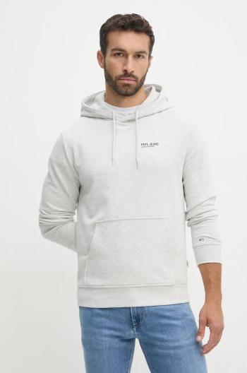 Mikina Pepe Jeans SAM HOODIE pánská, šedá barva, s kapucí, s potiskem, PM582700