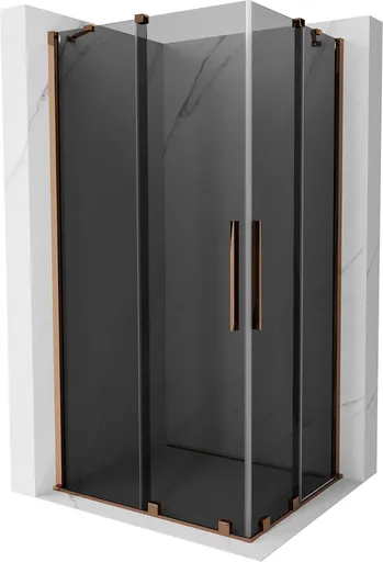 MEXEN/S Velar Duo sprchový kout, posuvné dveře 100 x 90, grafit, růžové zlato 871-100-090-42-60