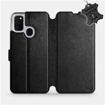 Flip pouzdro na mobil Samsung Galaxy M21 - Černé - kožené - Black Leather (5903516245727)