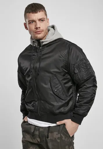 Brandit Hooded MA1 Bomber Jacket blk/gry - S