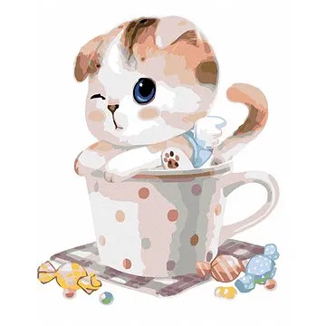 Malování podle čísel - Kotě v hrnečku (HRAmal00720nad)