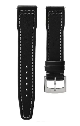 Kožený řemínek Biatec Marine | Černý - 20 mm - Stříbrná