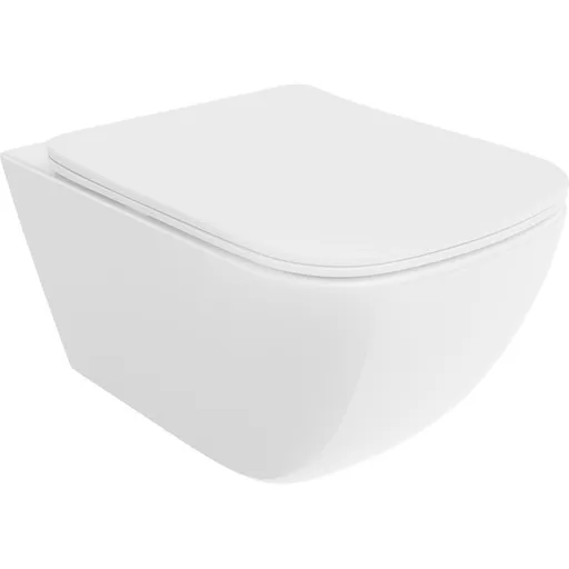 MEXEN/S Timo Závěsná WC mísa Rimless Tornado včetně sedátka s slow slim, duroplast, bílá lesk 30650200T
