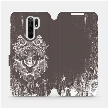 Flipové pouzdro na mobil Xiaomi Redmi 9 - V064P Vlk a lapač snů (5903516312757)