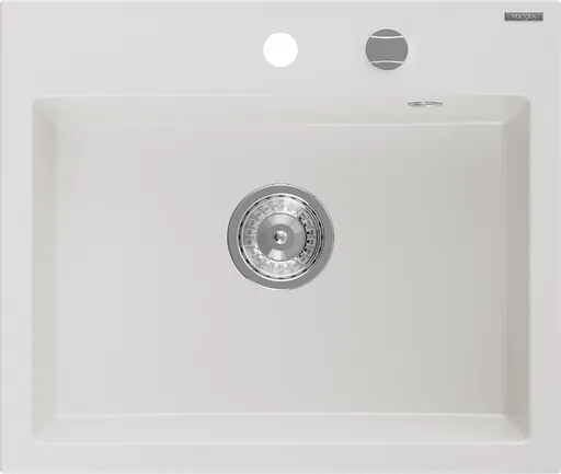 MEXEN Oscar granitový dřez 580 x 490 mm, bílá, sifon chrom 6519581000-20